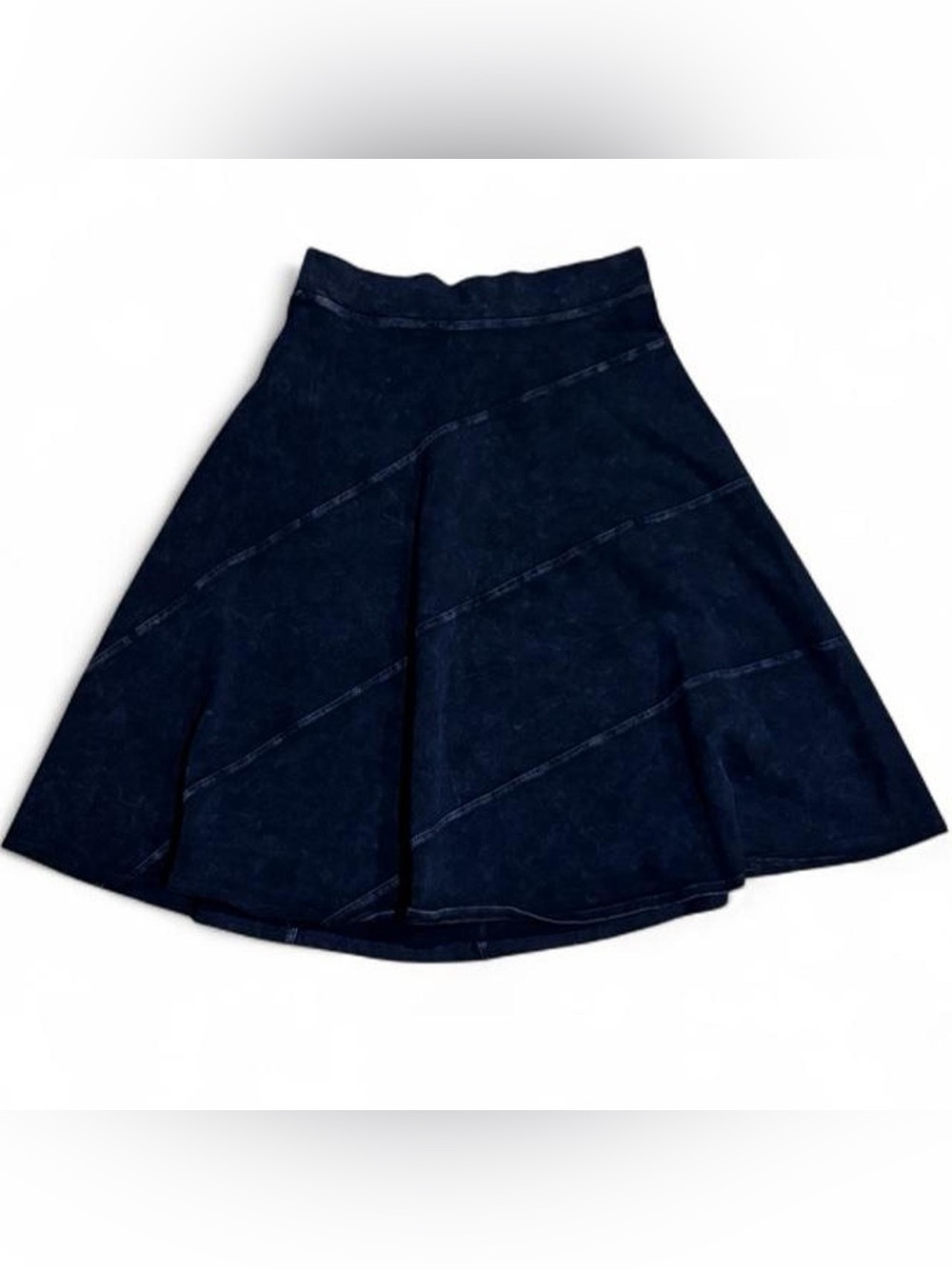 Hard Tail A Line pull on skirt acid wash blue with seam detailing